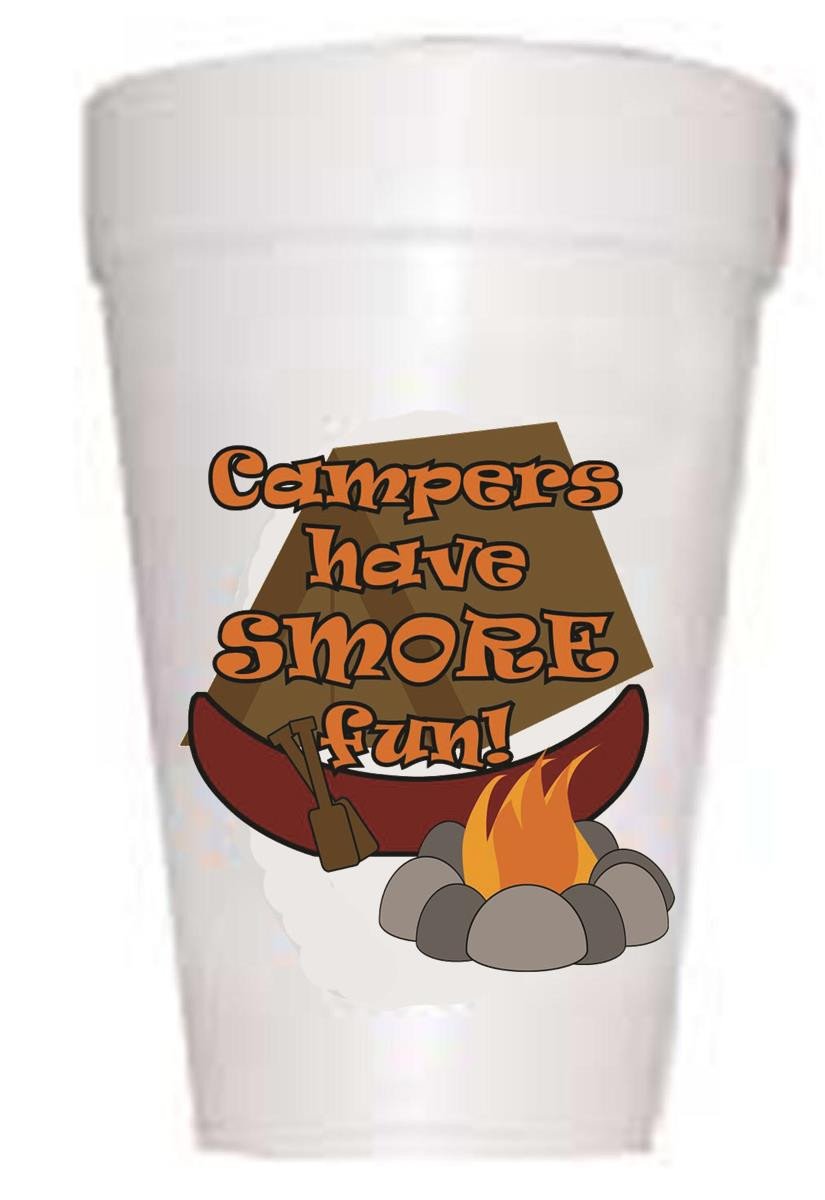 Campers Have Smorefun' Cups  with tent and campfire