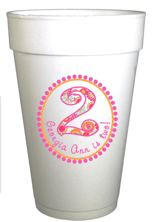 Personalized Birthday Cups – Retro Design Number Party Cups | Custom Styrofoam Drinkware