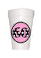 60th Birthday Party Cups in Pink with black polka dots
