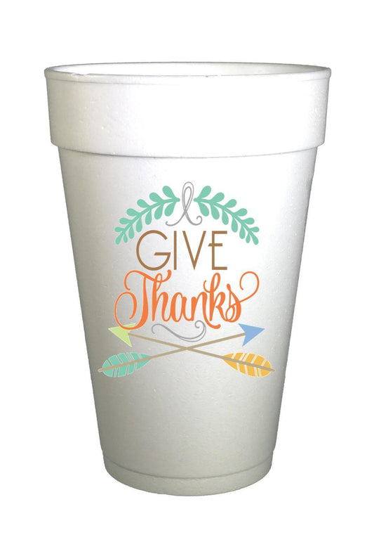 Copy of Give Thanks Arrow Pumpkin Styrofoam Cups - Preppy Mama