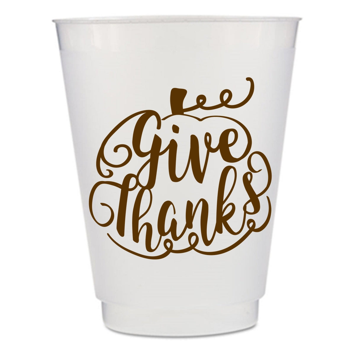 Give Thanks Brown Pumpkin-Frost Flex Shatter-Proof Thanksgiving Cups