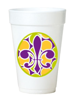 Mardi Gras Fleur de Lis styrofoam Cups