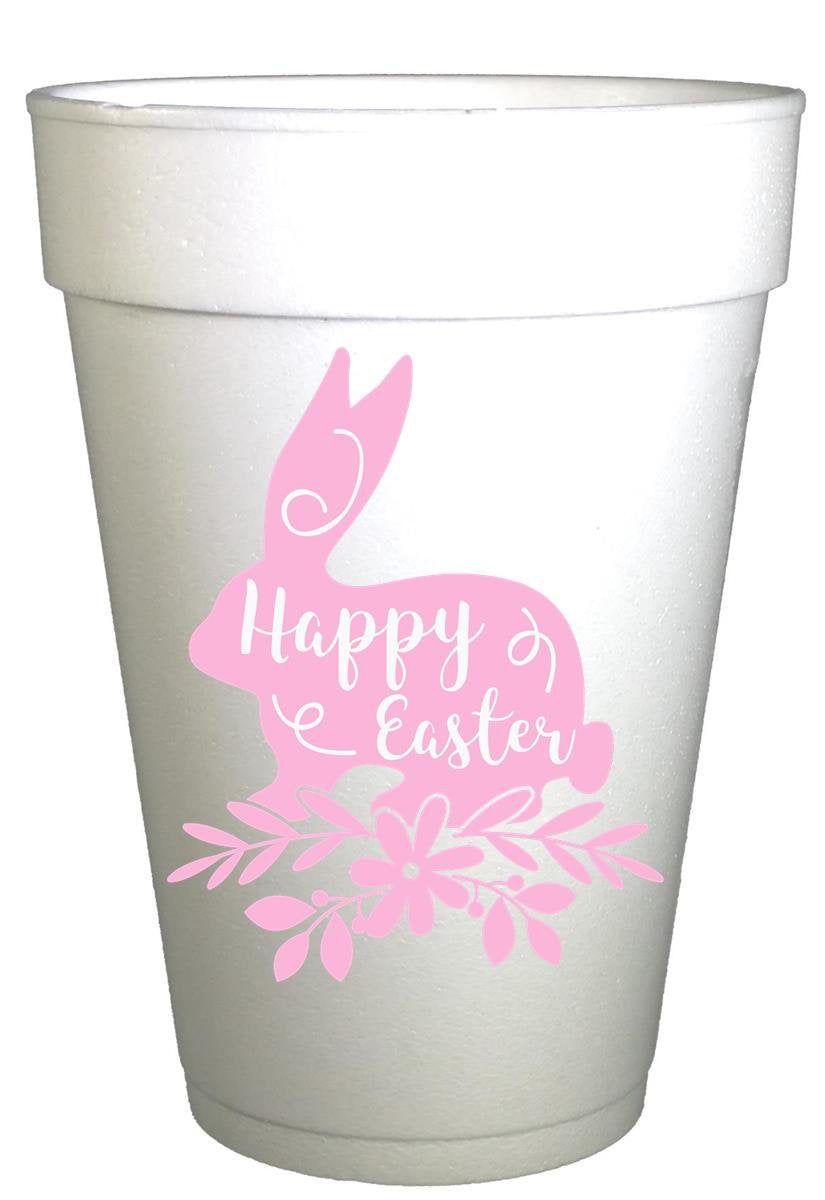 Happy Easter Pink Bunny Easter Party Cups-Styrofoam 10ea/16oz – Preppy Mama