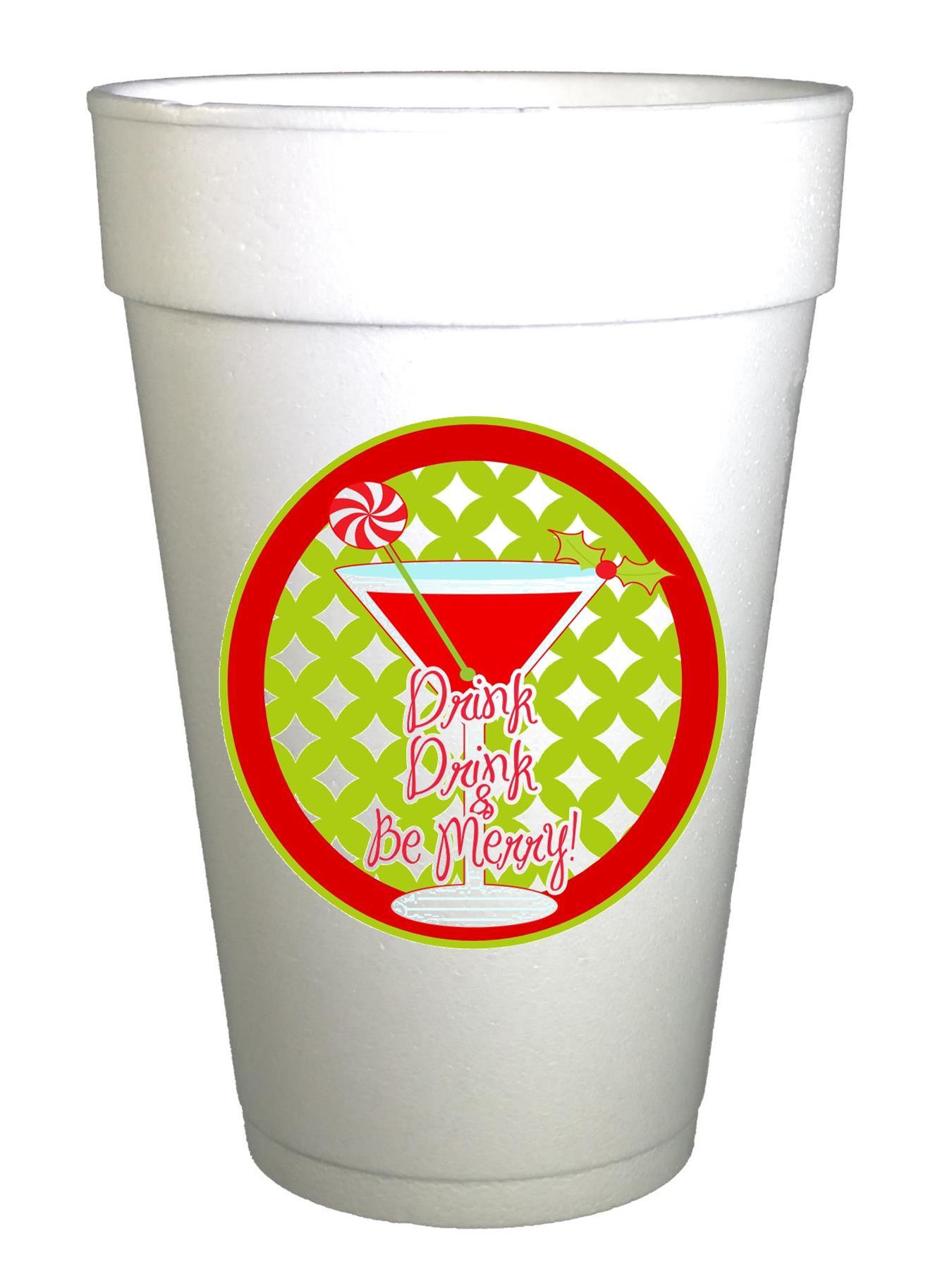 Drink and Be Merry Christmas Cups - Preppy Mama