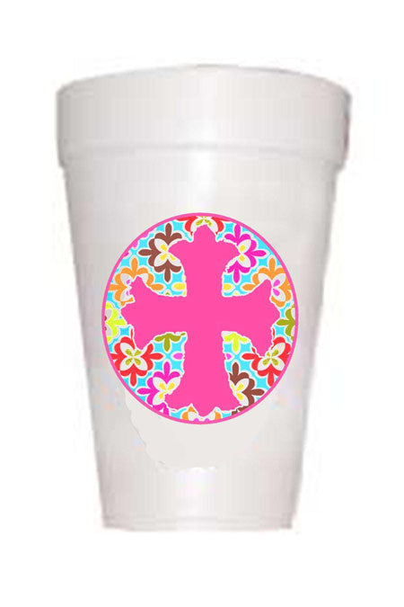 Easter Cross Medallion Styrofoam Cups - Preppy Mama