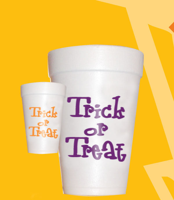 Black Trick or Treat Halloween Party Cups - Styrofoam Halloween Cups