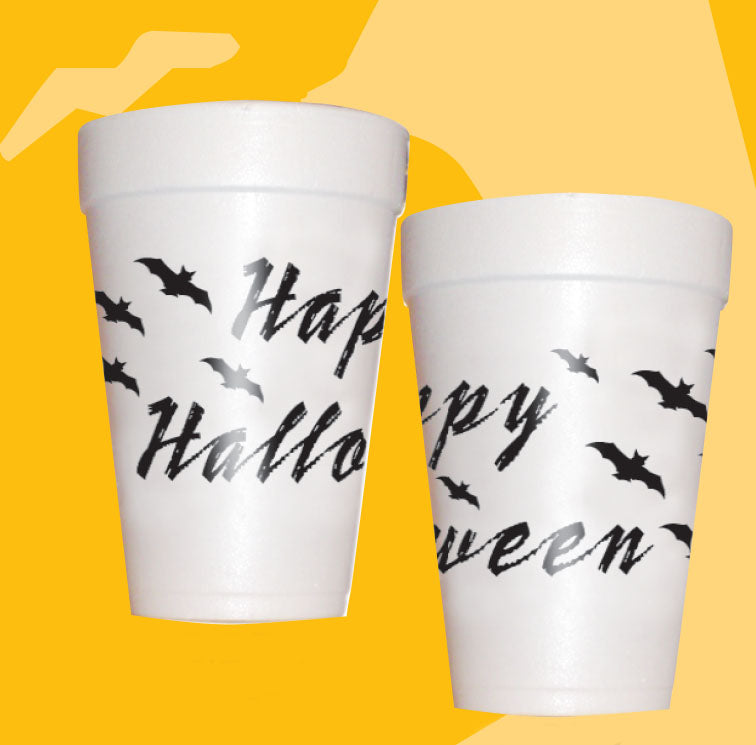 Black Bats Halloween Party Cups - Styrofoam Halloween Party Cups