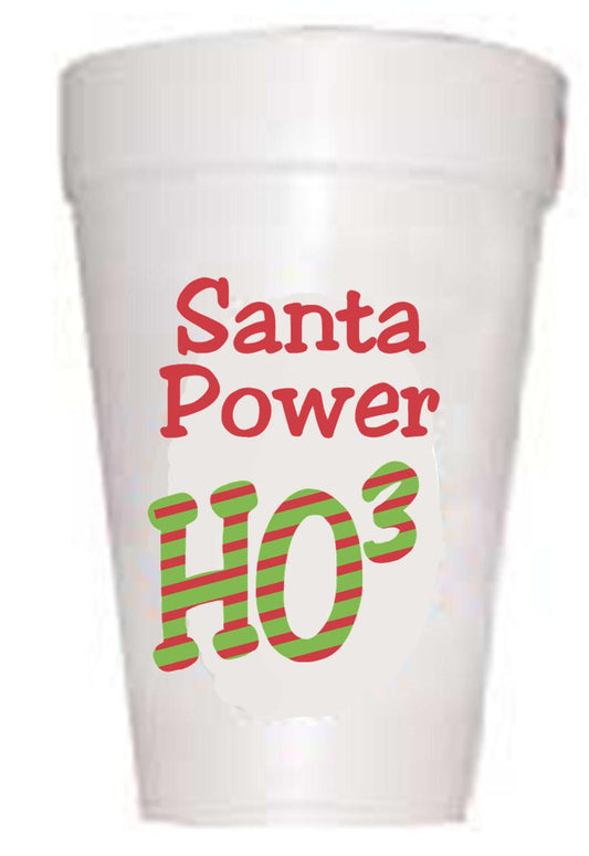 Santa Power HO3 Christmas Cups-10ea/16oz Styrofoam Christmas Party Cups