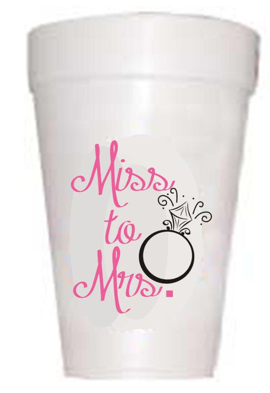 'Miss to Mrs.' Wedding Styrofoam Cups - Preppy Mama