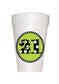 21st Birthday Styrofoam Cups in Lime with 21 in black polka dots