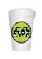 60th Birthday Party Cups in lime with black polka dots