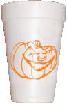 Smiling Pumpkin Halloween Styrofoam Cups at Preppy Mama