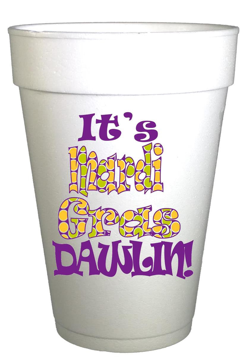Mardi Gras Dawlin Styrofoam Party Cups