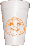 Orange Jack-o-lantern Halloween Styrofoam Cups at Preppy Mama