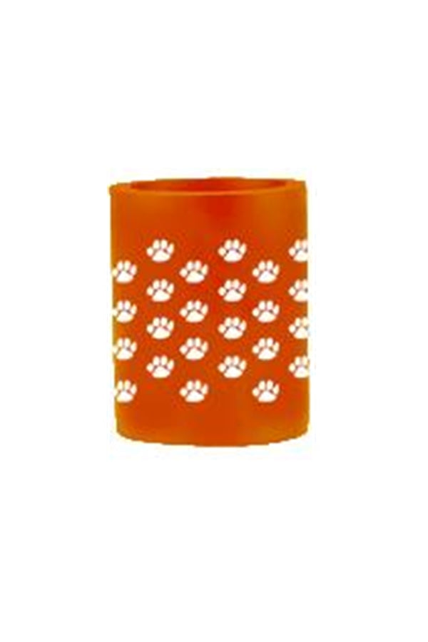 White Tiger Paw on Orange Can Coolie Huggers- Auburn Tailgating Can Coolies Can Huggers