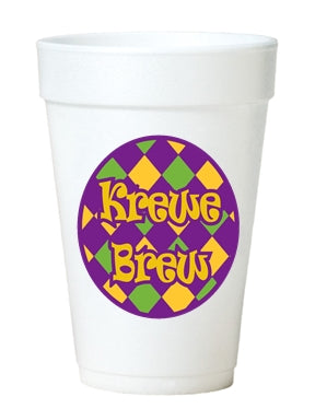 Mardi Gras Krewe Brew styrofoam Cups