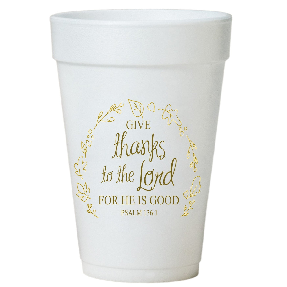 Golden Scripture-Thanksgiving Styrofoam Cups