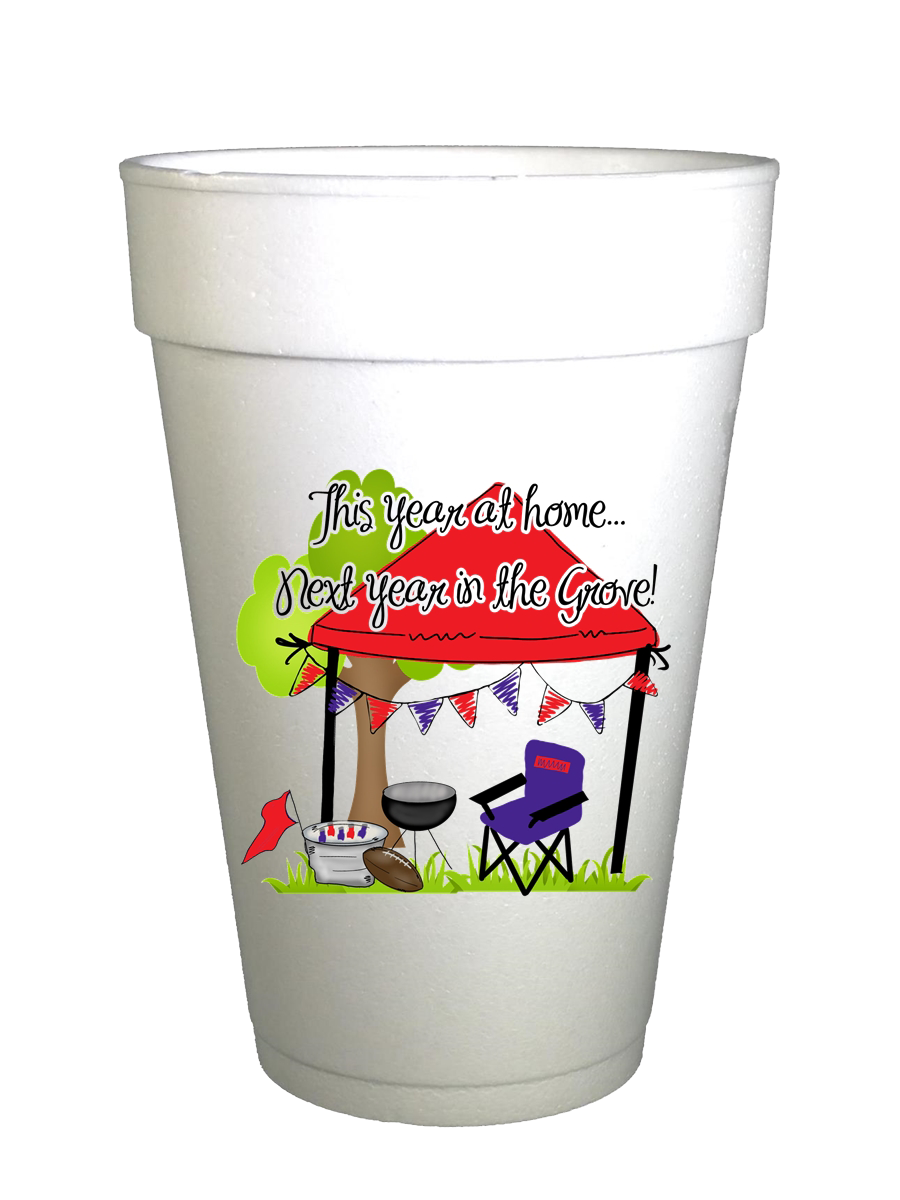 Ole Miss Homegating Cups for Covid Tailgating Styrofoam Cups - Mississippi Tailgating Cups