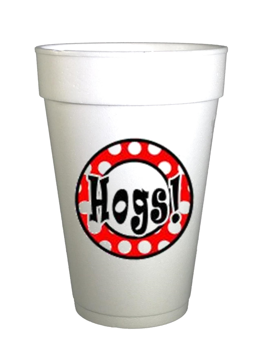 HOGS Styrofoam Tailgating Cups-Arkansas Tailgating Cups