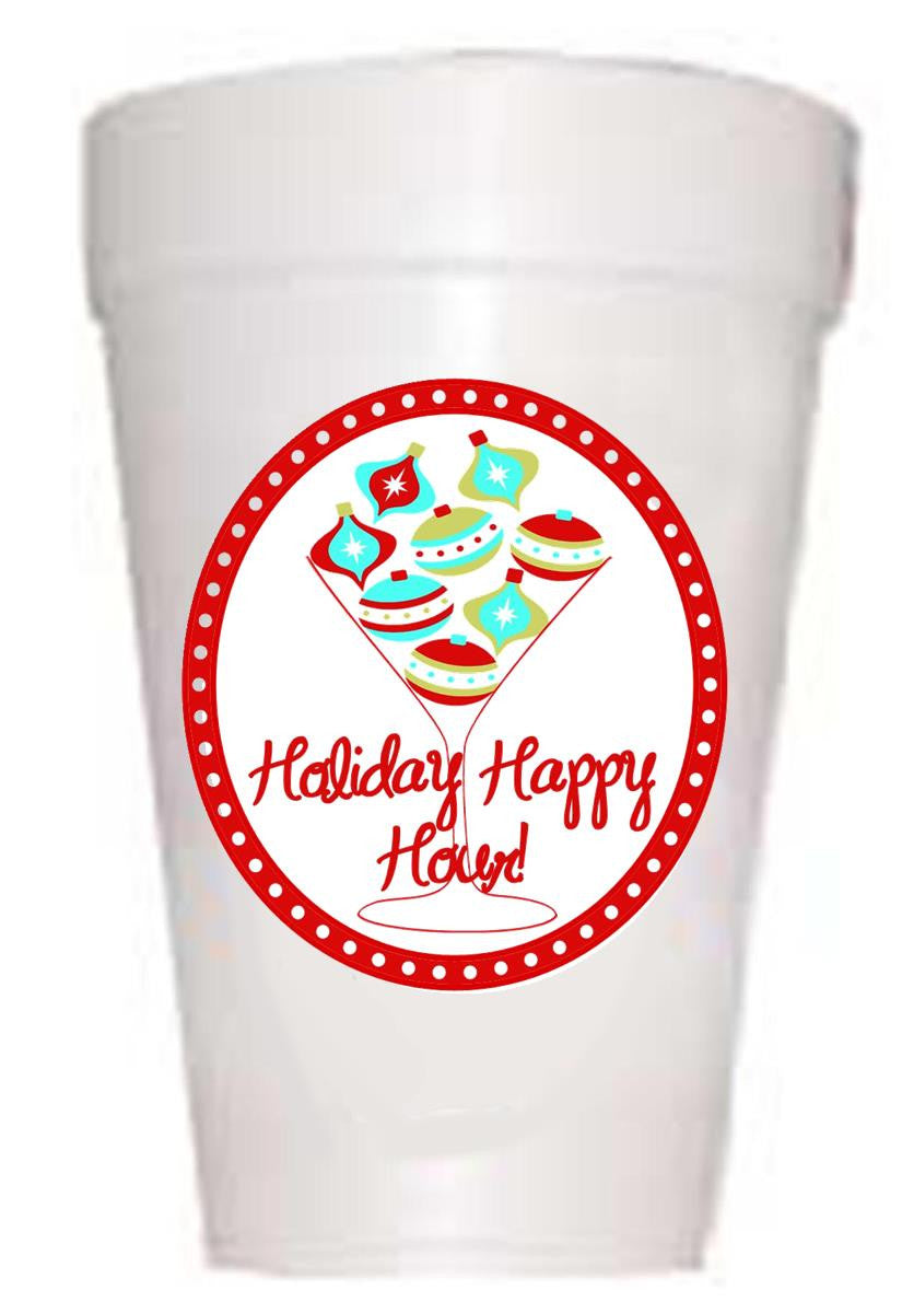 'Holiday Happy Hour' Christmas Cups - Preppy Mama