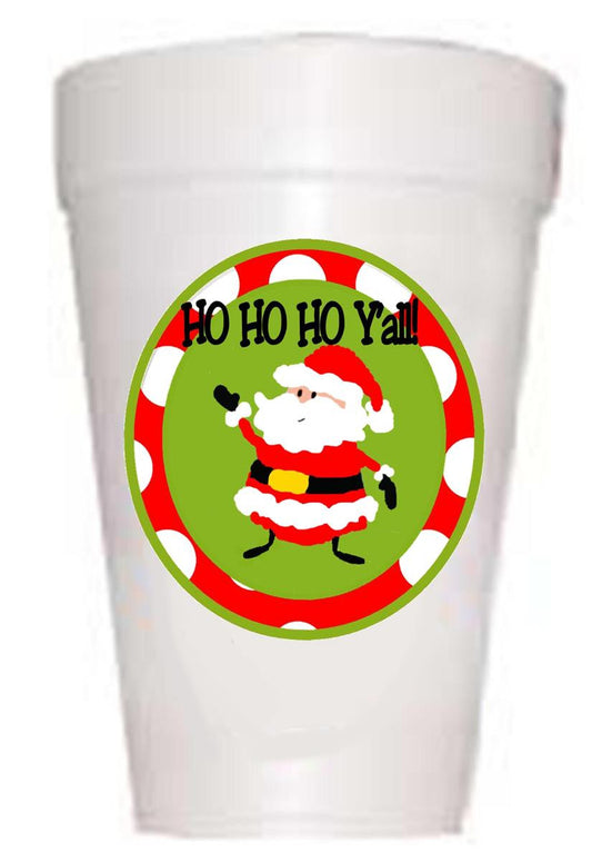 Ho Ho Y'All Christmas Styrofoam Cups - Preppy Mama