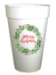 Merry Christmas Wreath Christmas Cups-10ea/16oz Styrofoam Christmas Party Cups