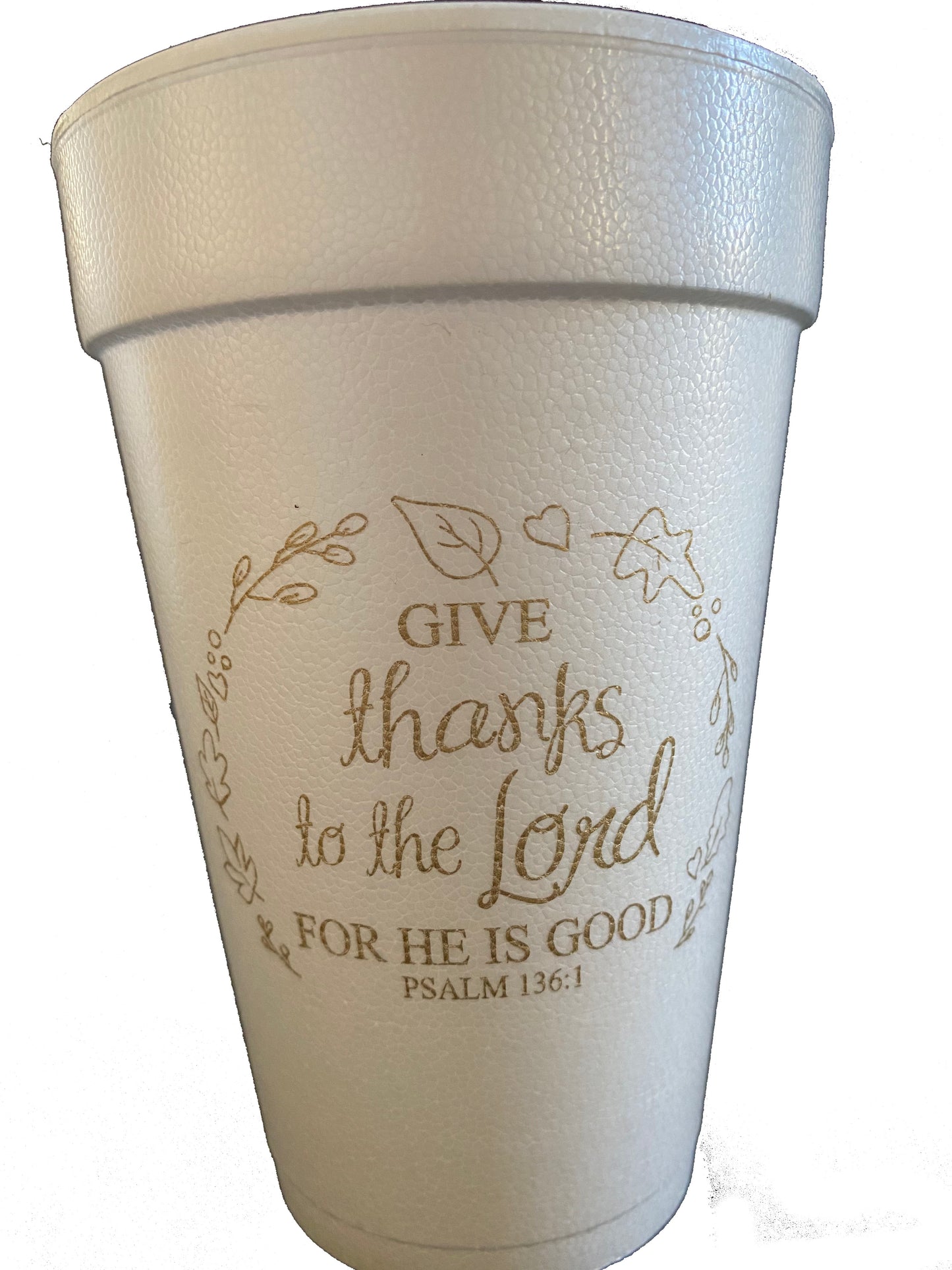 Golden Scripture-Thanksgiving Styrofoam Cups